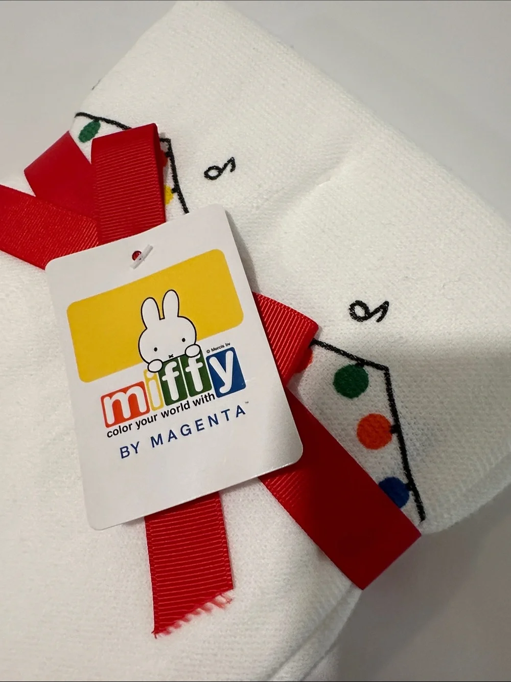 RARE Set of 2 Miffy Kitchen Towels by Magenta Christmas Stocking Bunny